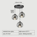 Smoked glass pendant lights trio for dining room dining table