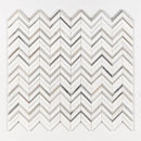 Snow White, Skyline Honed Chevron Fusion Waterjet Marble Mosaics 16x11 7/8