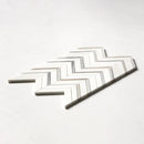 Snow White, Skyline Honed Chevron Fusion Waterjet Marble Mosaics 16x11 7/8