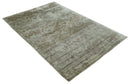 Soft and Cozy Modern Abstract Olive and Silver Hand knotted Bamboo Silk Area Rug