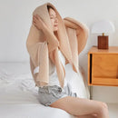 Soft beige cotton honeycomb towel blanket for living room couch