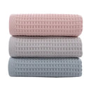 Soft gray blush & blue cotton waffle towel bath set for bathroom