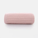 Soft gray blush & blue cotton waffle towel bath set for bathroom