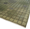 Soft Green, Olive and Purple Geometrical Polka Dot 5x8 Hand knotted Rug