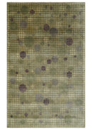 Soft Green, Olive and Purple Geometrical Polka Dot 5x8 Hand knotted Rug
