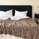 Soft leopard print double layered wool blanket bedroom throw