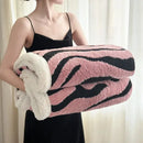 Soft leopard print double layered wool blanket bedroom throw