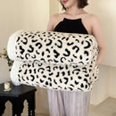 Soft leopard print double layered wool blanket bedroom throw