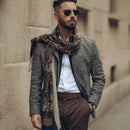 Aosta - Wool Scarf - Brown and Blue