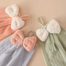 Soft pastel bowknot microfiber hand towels for kitchen and bathroom