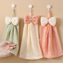 Soft pastel bowknot microfiber hand towels for kitchen and bathroom