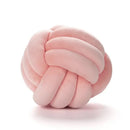 Soft pink velvet knotted ball round pillow for bedroom decor