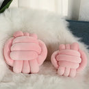 Soft pink velvet knotted ball round pillow for bedroom decor