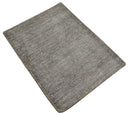 Modern Solid 2x3 Gray Hand Knotted Entryway Silk Area Rug