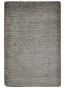 Modern Solid 2x3 Gray Hand Knotted Entryway Silk Area Rug