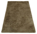 Solid 3x5, 4X6 and 5x7 Hand Woven Shag Brown Soft Viscose Area Rug