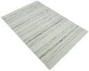 Solid Ivory and brown Woolen Chunky and Soft Berber Area Rug