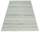 Solid Ivory and brown Woolen Chunky and Soft Berber Area Rug