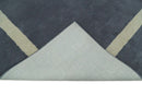 Modern Solid Gray and Beige Hand Tufted Wool Area Rug