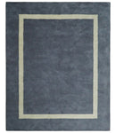 Modern Solid Gray and Beige Hand Tufted Wool Area Rug