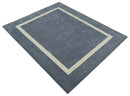 Modern Solid Gray and Beige Hand Tufted Wool Area Rug