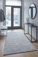 Solid Blue and Silver Wool And Viscose 5x8 Area Rug