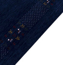 Solid Blue Border Patterns Hand Loomed Wool Area Rug