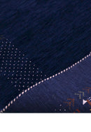 Solid Blue Border Patterns Hand Loomed Wool Area Rug