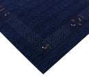 Solid Blue Border Patterns Hand Loomed Wool Area Rug