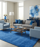 Solid Blue Contemporary Woolen Hand Tufted 8x10 wool area Rug