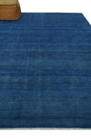 Solid Blue Hand knotted Contemporary 8x10 wool Area Rug