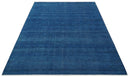 Solid Blue Hand knotted Contemporary 8x10 wool Area Rug