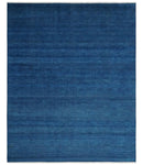 Solid Blue Hand knotted Contemporary 8x10 wool Area Rug
