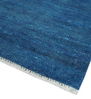 Solid Blue Hand knotted Contemporary 8x10 wool Area Rug