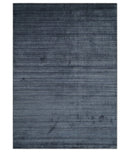Modern Solid Blue 5x7 Blended Bamboo Silk Hand Woven Area Rug
