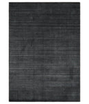Solid Charcoal Black Scandinavian 5x7 Blended Wool Flatwoven Area Rug