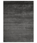 Solid Charcoal Scandinavian 5x7 Blended Bamboo Silk Flatwoven Area Rug, Dinning, Kids Rug | HL44