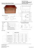 Solid Copper Undermount Hammered Sink, Kitchen Sink, Island Sink, Outdoor Sink