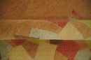 Solid Gold with Multi Color geometrical design Hand loom 4x6 Wool Area Rug