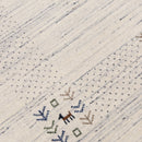 Solid Ivory Border Patterns Hand Loomed Wool Area Rug