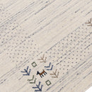 Solid Ivory Border Patterns Hand Loomed Wool Area Rug