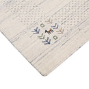 Solid Ivory Border Patterns Hand Loomed Wool Area Rug