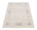 Solid Ivory Border Patterns Hand Loomed Wool Area Rug