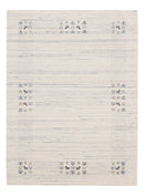 Solid Ivory Border Patterns Hand Loomed Wool Area Rug
