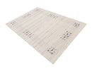 Solid Ivory Border Patterns Hand Loomed Wool Area Rug