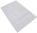 Modern Solid White Hand Made Textured Wool Area Rug
