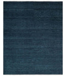 Solid Midnight Blue Hand knotted Modern 8x10 wool Area Rug