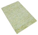 Custom Made Solid Green And Ivory Hand Tufted Natural Wool Area Rug