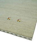Solid Plain Beige and Charcoal Hand loom 4.6x7 wool area Rug