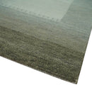 Solid Plain Ivory and Charcoal 5.6x8 wool and Art Silk Area Rug